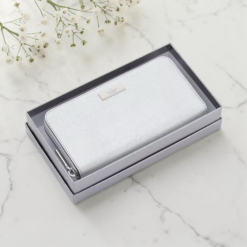 Kate Spade Kenzie Boxed Metallic Large Continental Wallet in Lunar Light KJ020